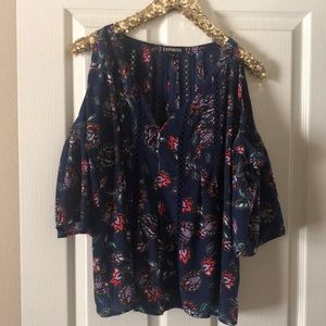 Express open shoulder floral blouse